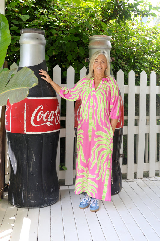 Bianca Raglan Dress Pink Palm