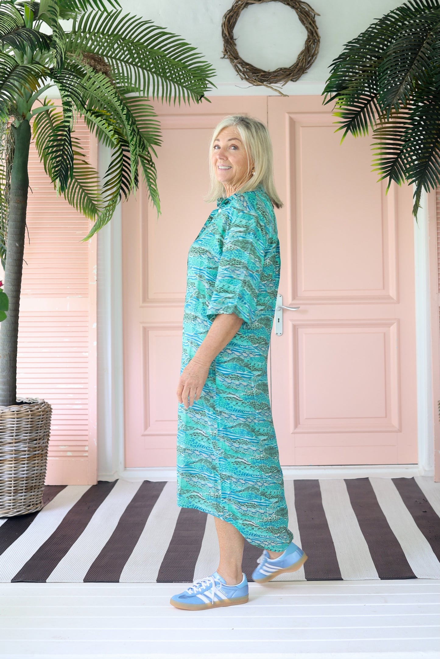 Gail Shirt Dress Green Animal Print