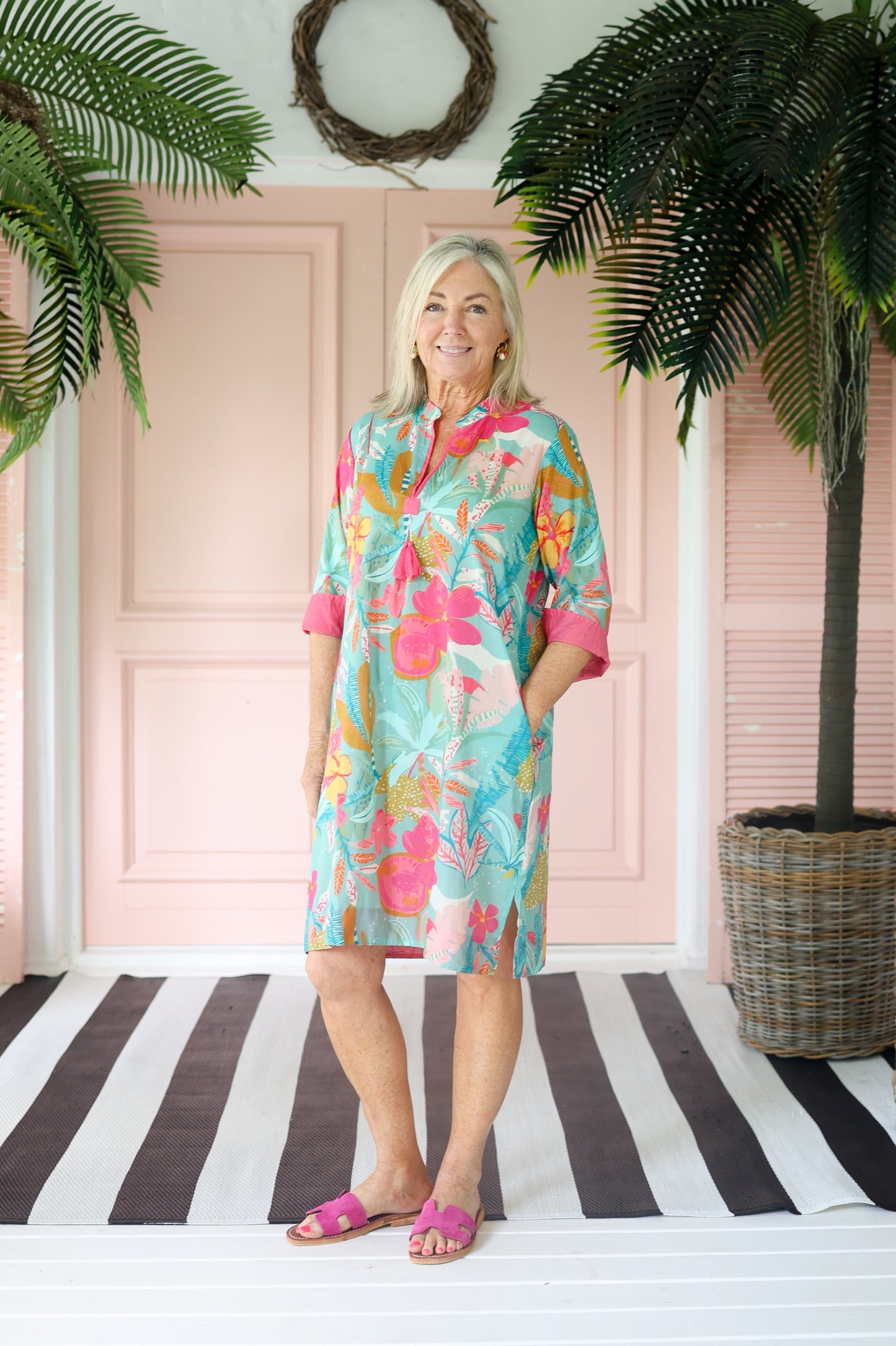 Tina Tassel Dress Green Floral