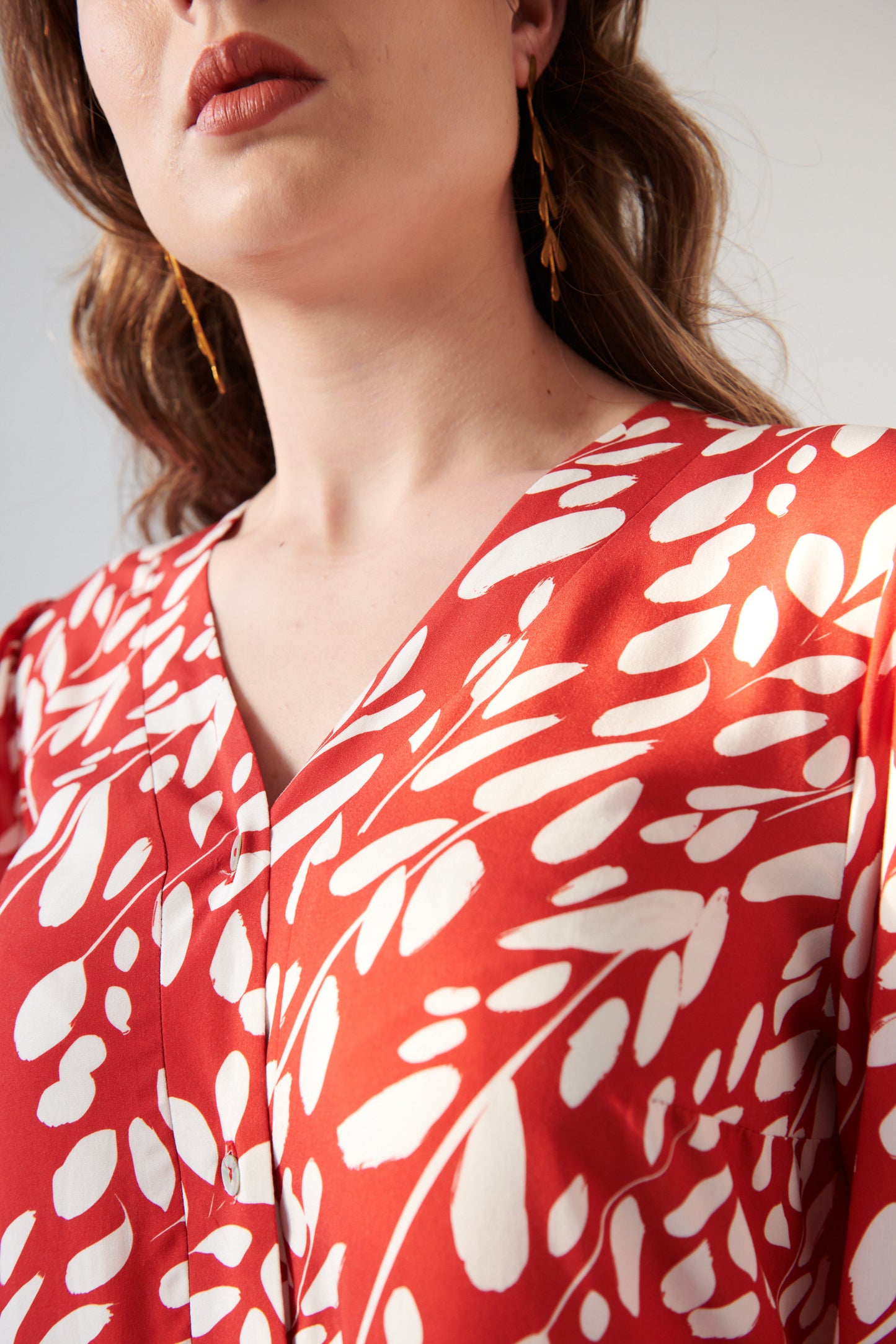 Arianna Dress Leaf Sketch Red