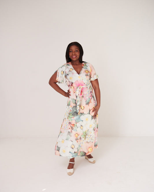 Tuscany Wrap Dress Primrose Peach