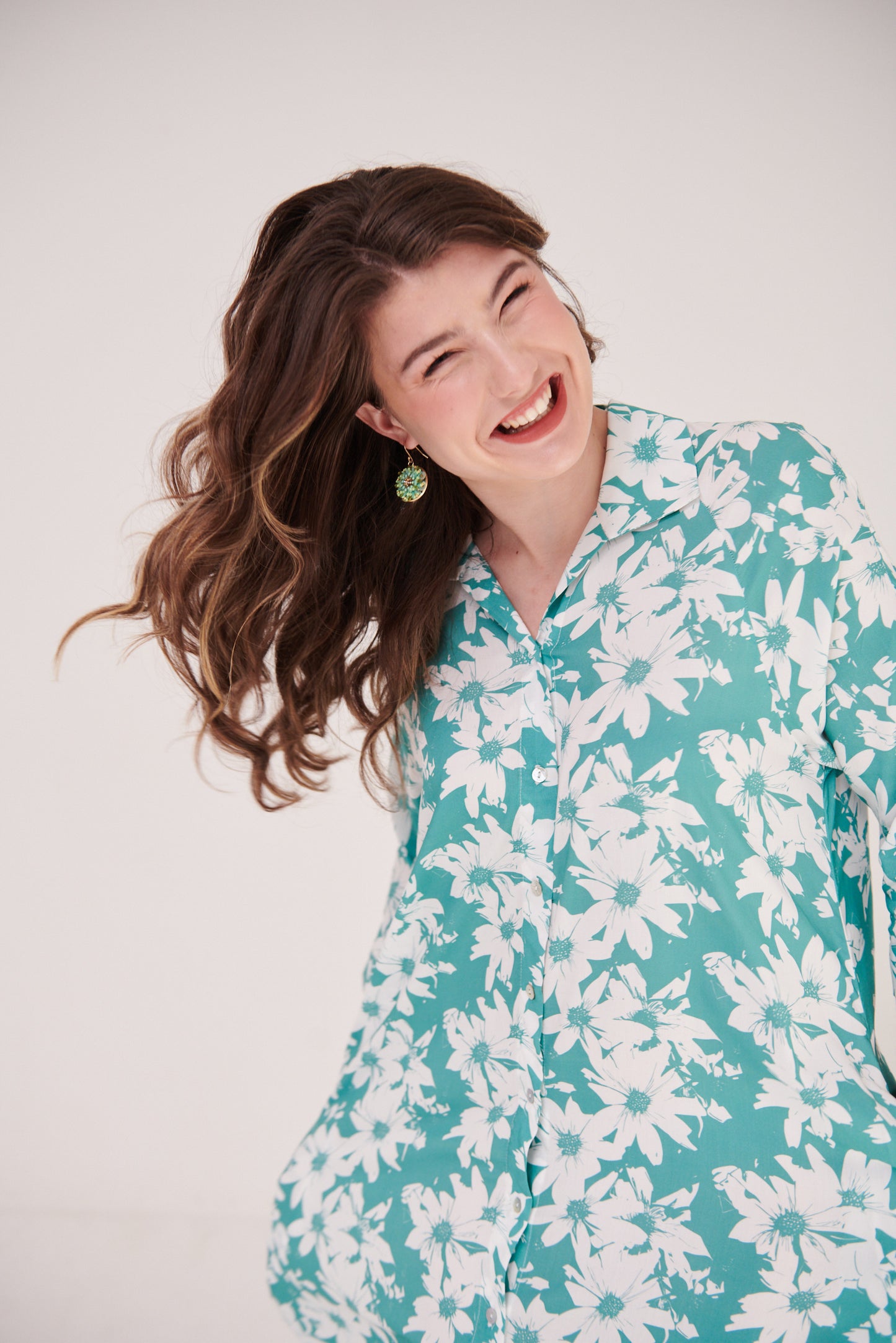 Clara Dress Floral Streak Aqua