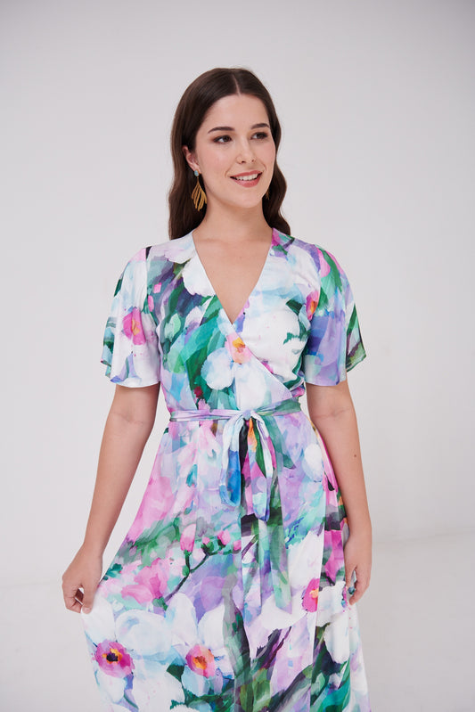 Tuscany Wrap Dress Peony Lilac