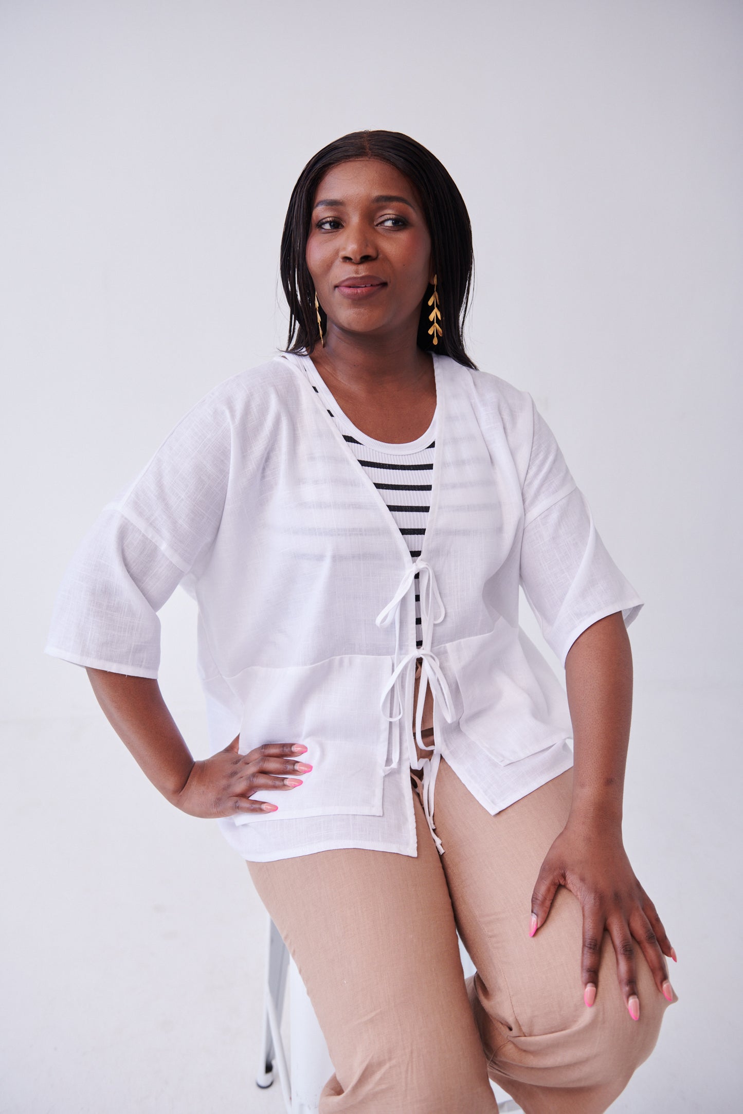 Linen Tie Jacket White