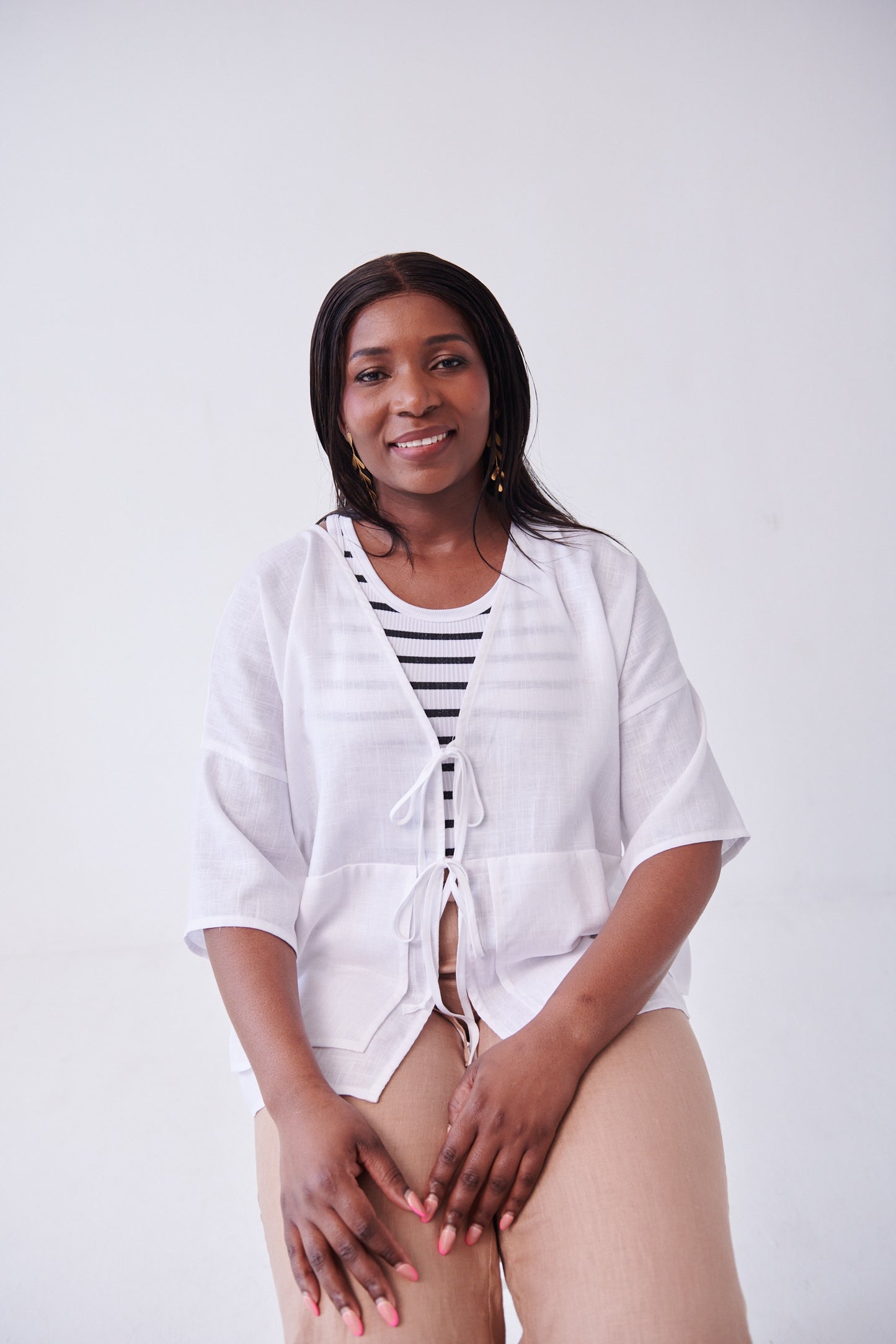 Linen Tie Jacket White