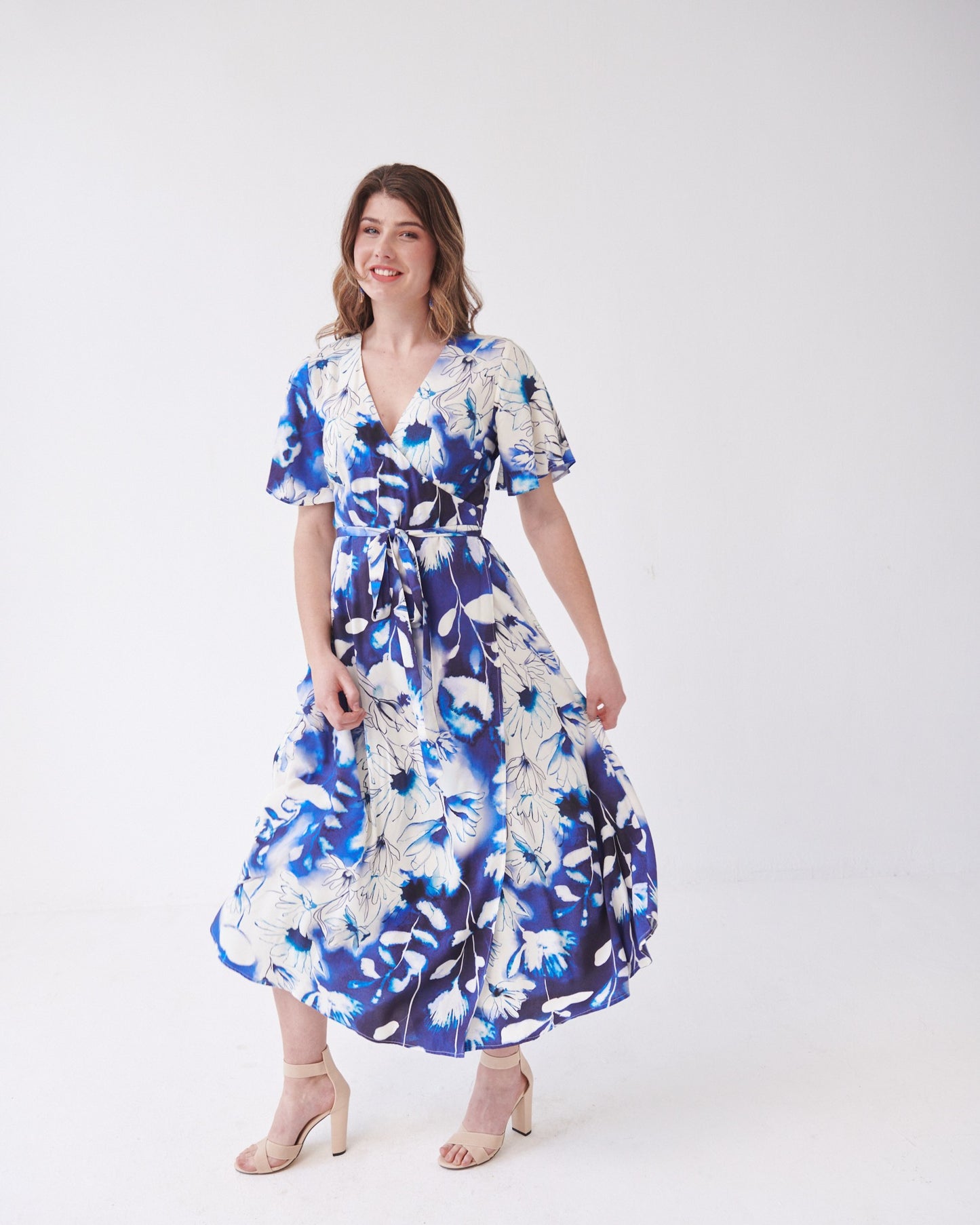 Tuscany Wrap Dress Blue Daisies