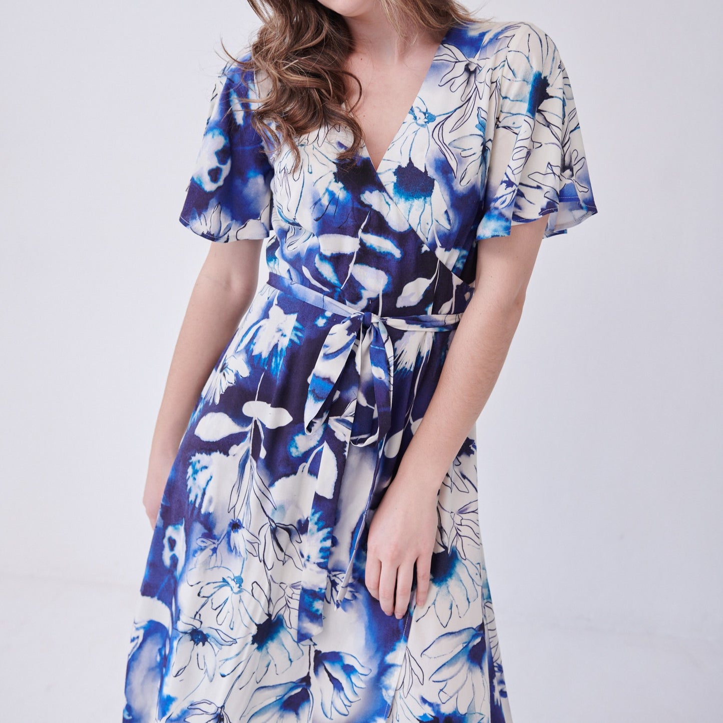 Tuscany Wrap Dress Blue Daisies