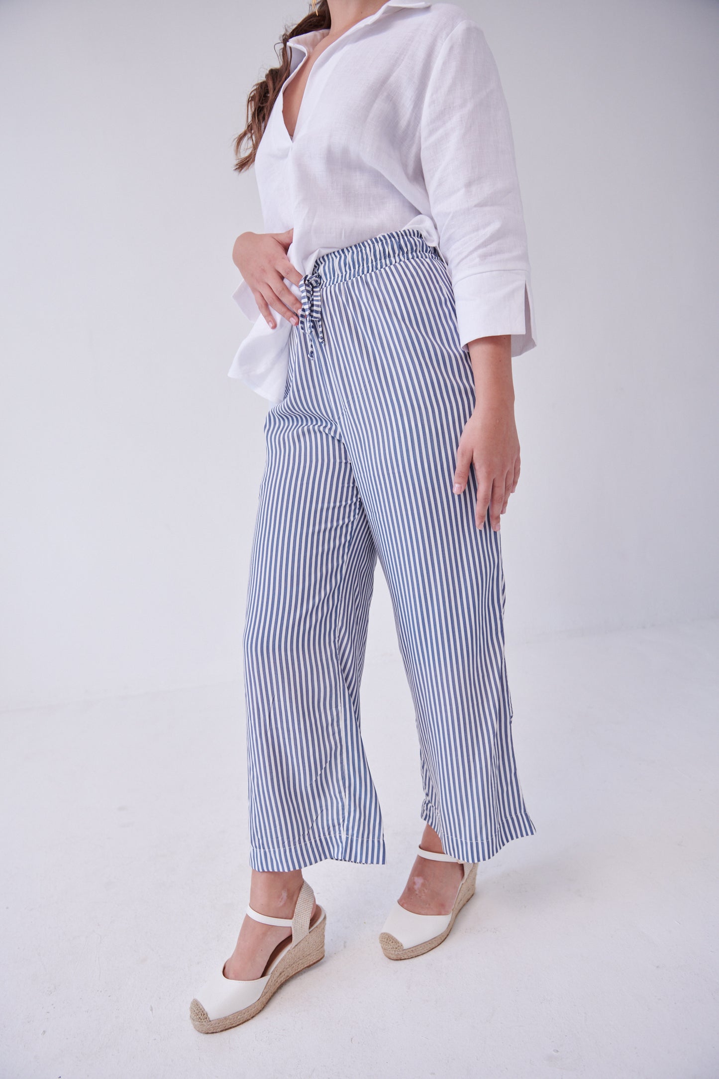 Cropped Riviera Pants Broad Stripe Blue