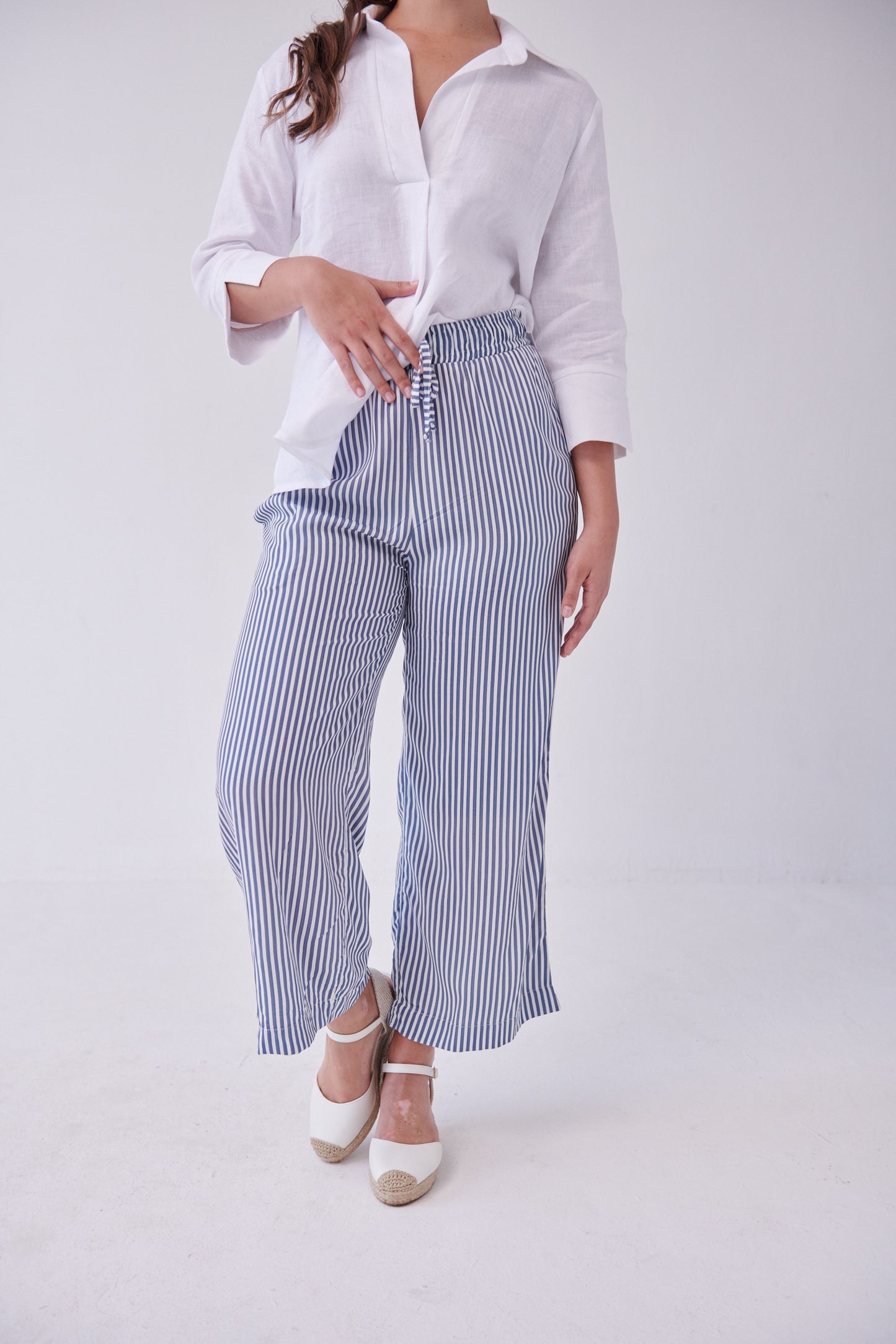 Cropped Riviera Pants Broad Stripe Blue