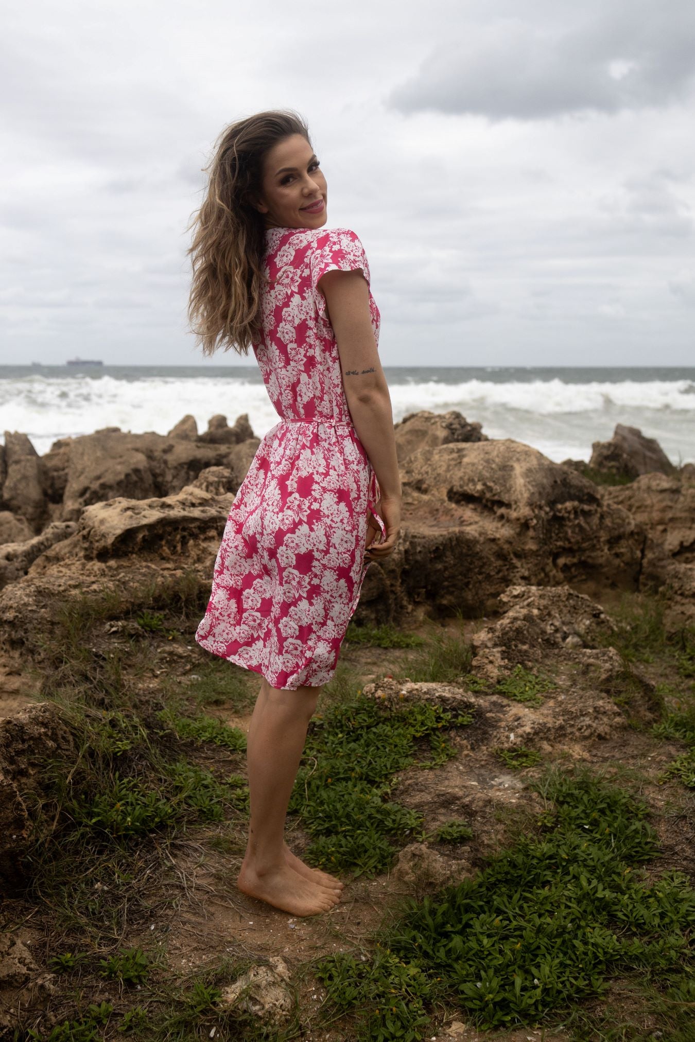 Sara Dress Fuschia Floral