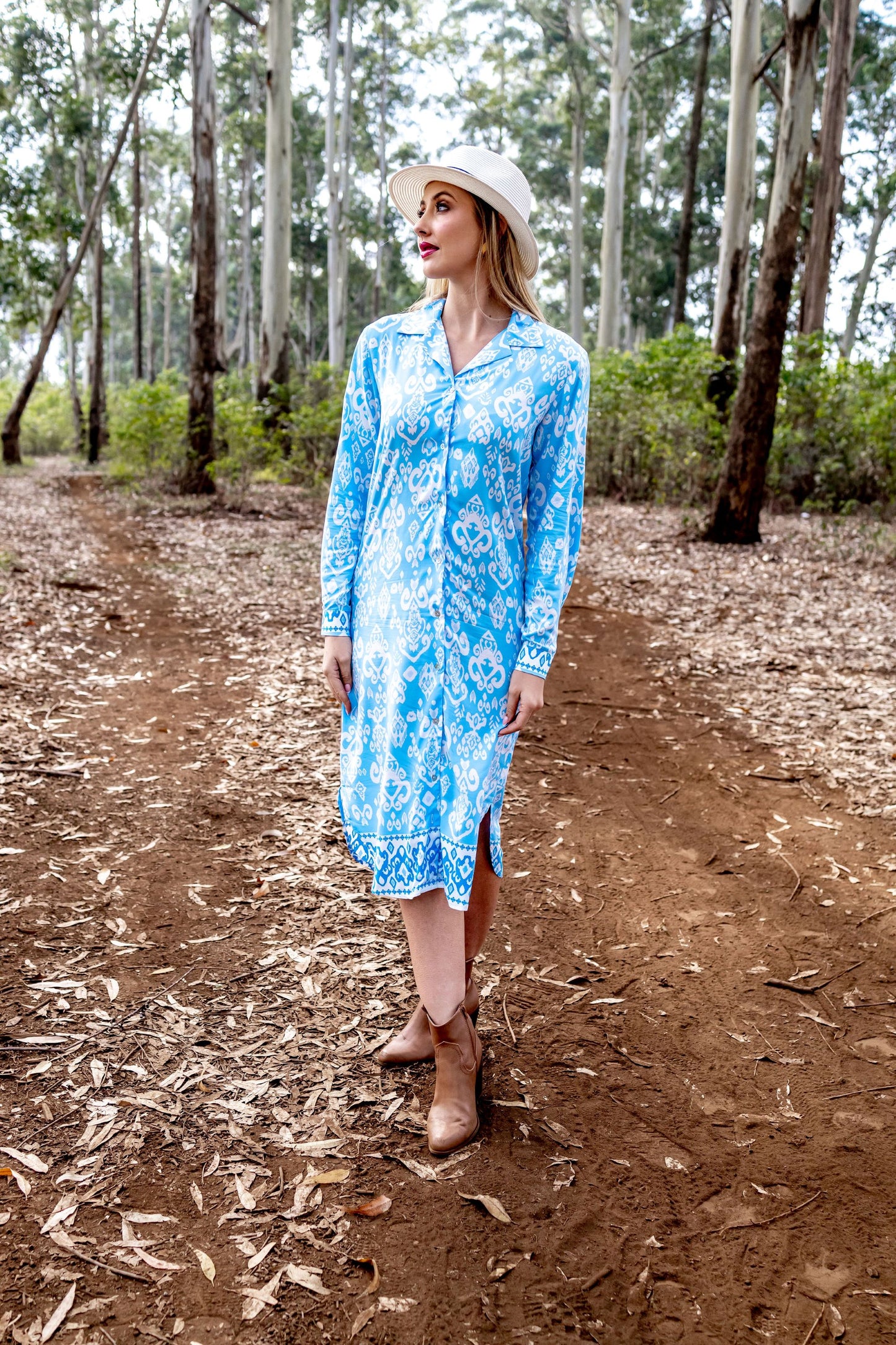 Yara Dress Grecian Blue Panel Print