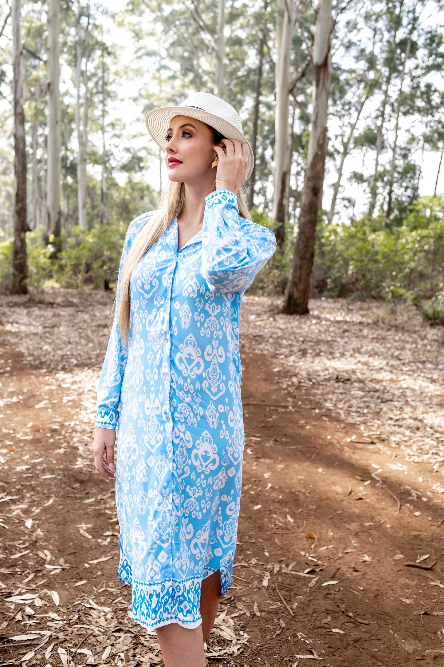 Yara Dress Grecian Blue Panel Print