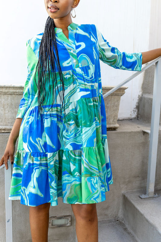 Lookout Midi Dress Ocean Azure