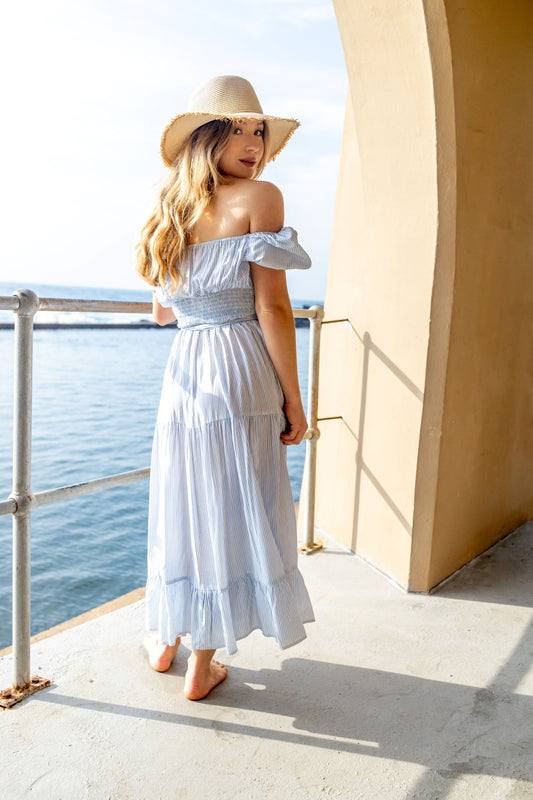 Milos Dress Blue/White Stripe