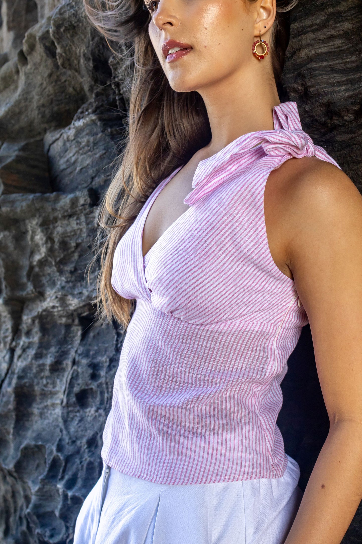 Capri Top Pink Stripe