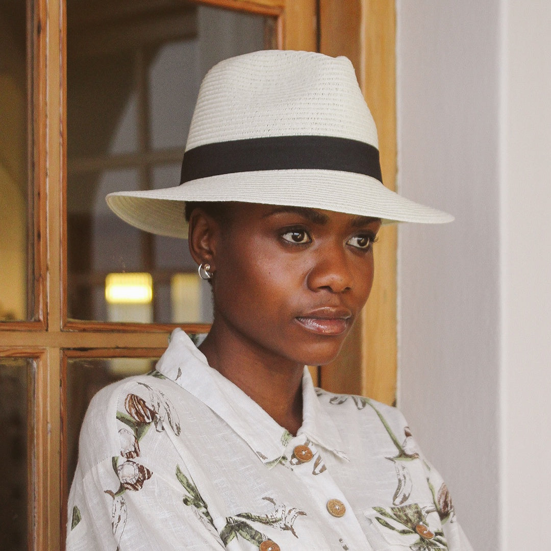 Clarke Fedora Sun Hat Ivory Black