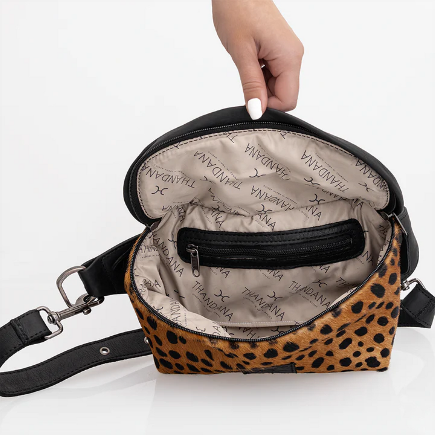 Ari  Bum Bag Black Cheetah Beige