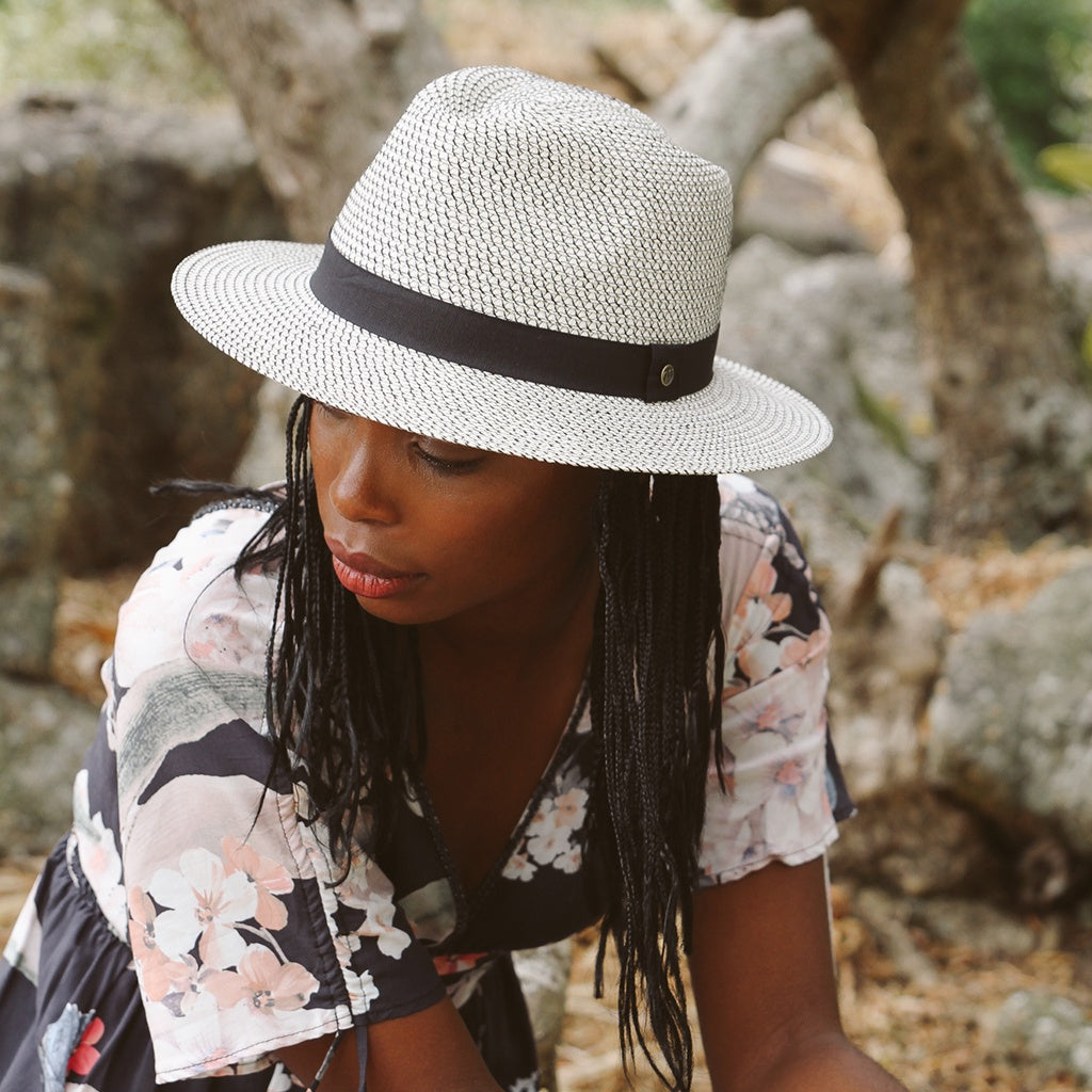 Lionel Trilby Sun Hat White Black