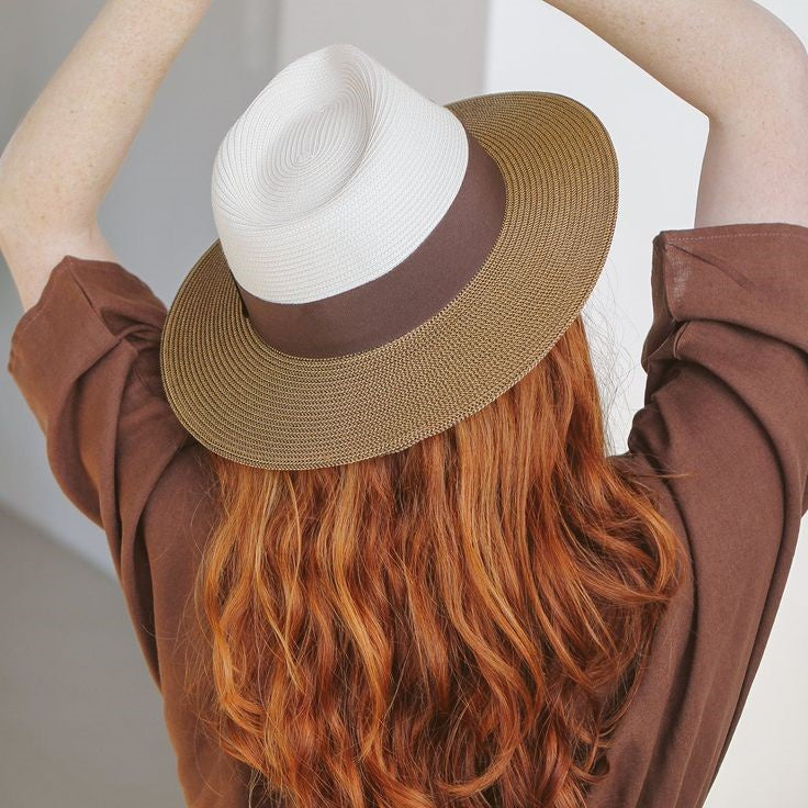 Naledi Fedora Sun Hat Ivory Chocolate