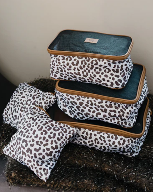 Travel Luggage Organizer Pods Cheetah White