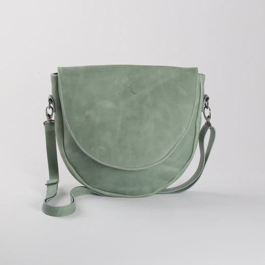 Saddle Handbag Green Leather