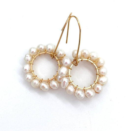 Small Pearl Hoop Earrings
