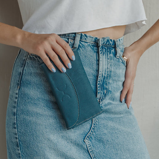 Ladies Wallet Aqua Leather