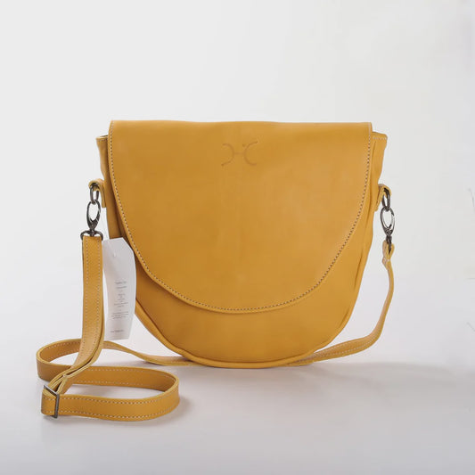Saddle Handbag Mustard Leather