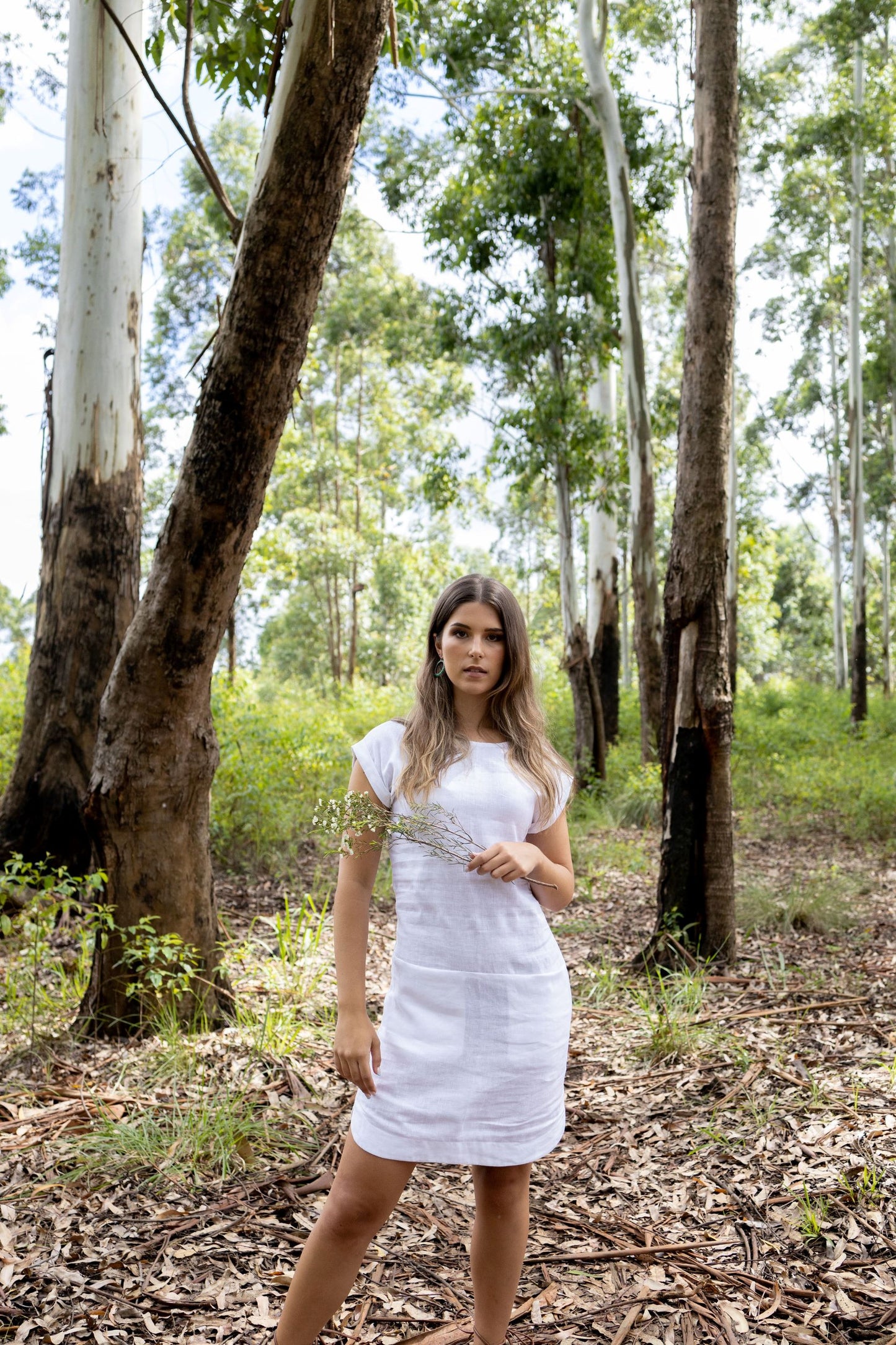 Lily Linen Dress White