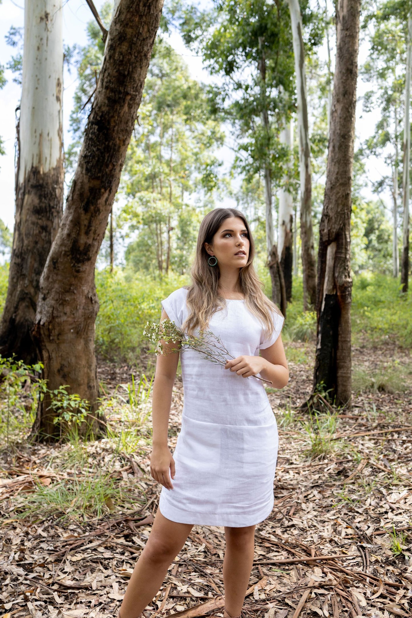 Lily Linen Dress White